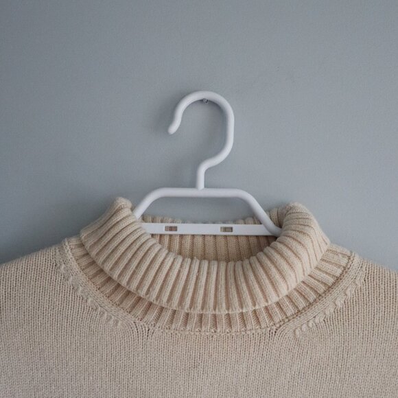 Oak + Fort Womens XS Cream Turtleneck Minimalist Knit Pullover Ribbed Sweater - Picture 4 of 11